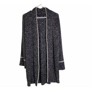 4/$25 RDI Duster‎ Cardigan Sweater Marled Black White Knit Open Front Women Sz M